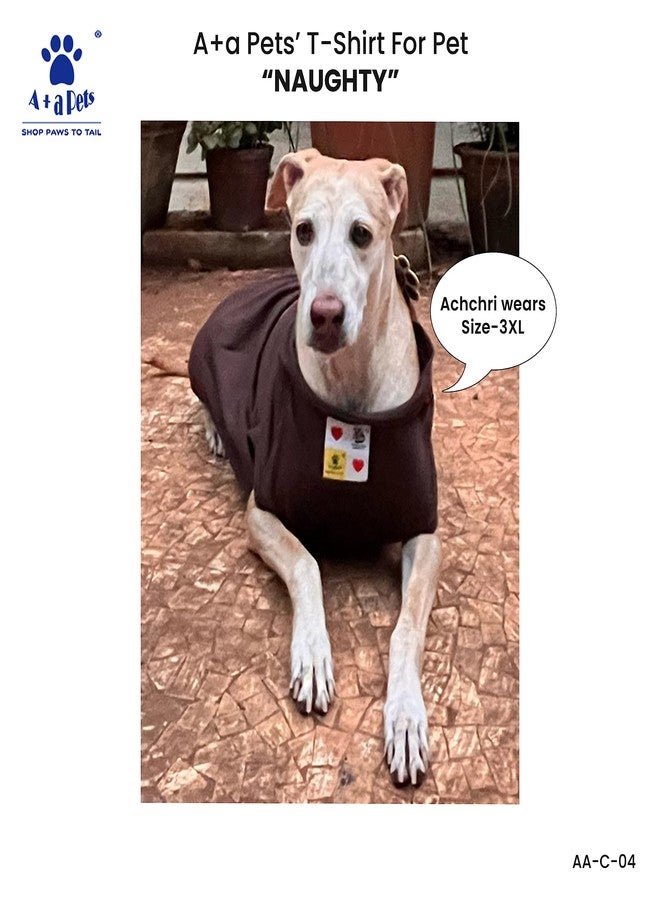 A+a Pets تيشيرت A+a Pets مطبوع عليه رسومات، مقاس عادي، مناسب للبشر (للجنسين) 'Nsd' وللحيوانات الأليفة (الكلاب والقطط) 'Naughty' | نصف كم، رقبة دائرية | خفيف الوزن | قطن (مقاسات البشر: XL، الحيوانات الأليفة: 6XL، أحمر وبني) - Image 5